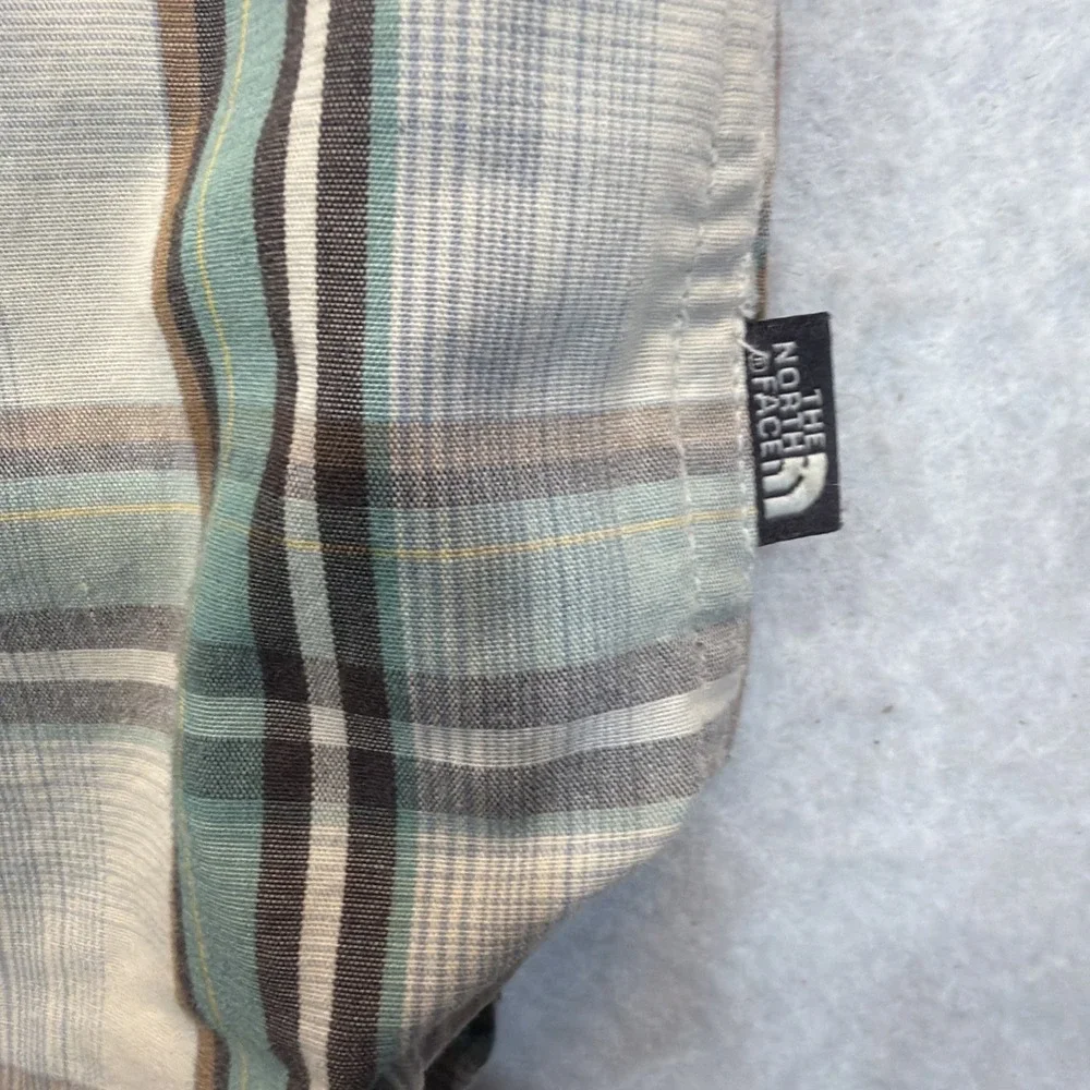 The North Face Shirt Mens 2XL Outdoor Hiking Button Up Green Plaid‎ Short Sleeve